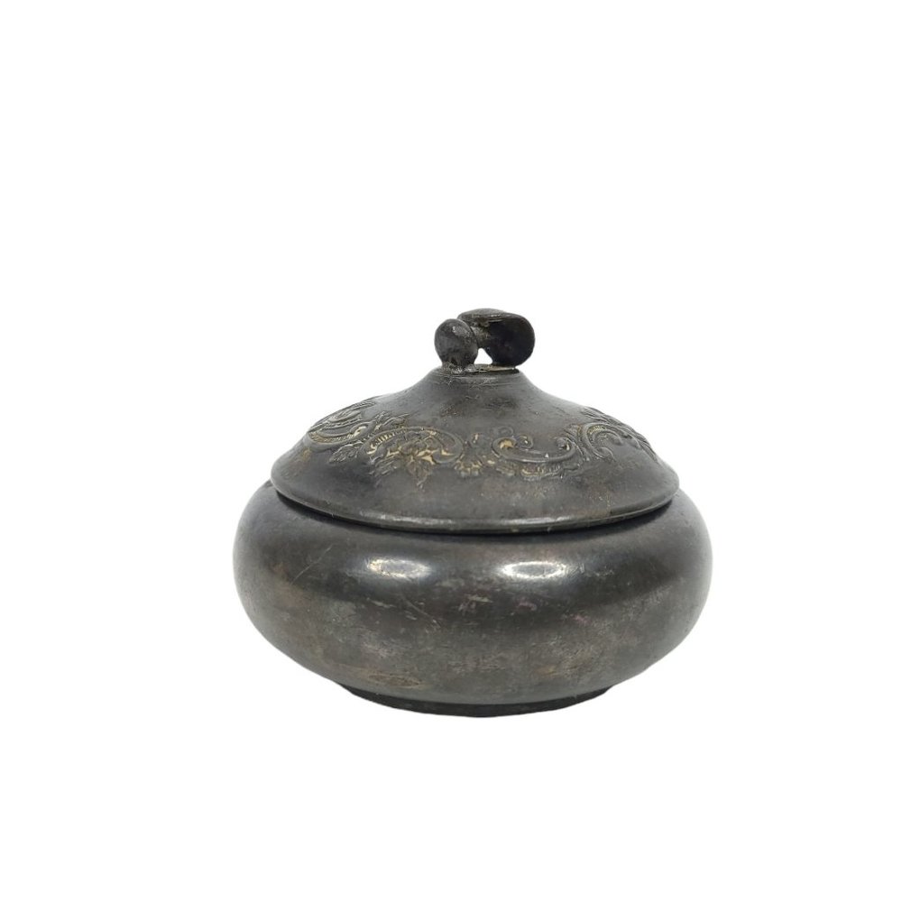St Louis Silver Co Trinket Button Ring Jewelry Box w Lid Vanity Victorian Ornate - Picture 2 of 9